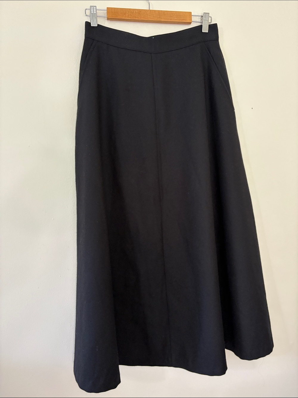 Vintage Rare J. Crew 100% Wool Black Maxi Skirt Preppy Luxury Old Money Chic S M